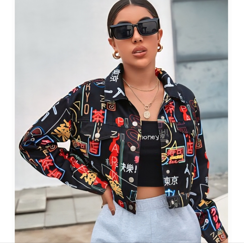 SHEIN | Asian Cuisine Print Jacket